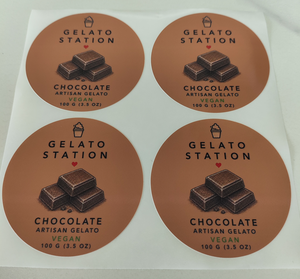 Stiker Makanan Bulat Kustom Tahan Air Label Rasa Gelato Vinyl Perekat Sendiri Stiker Kemasan Stoples Dessert Layanan Percetakan - Product Image 2