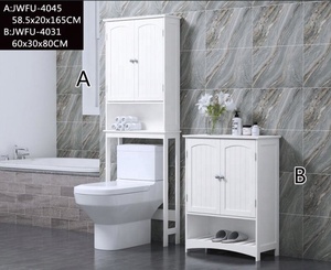 Home Cottage Tenture murale montée <span class=keywords><strong>placard</strong></span> blanc flottant MDF bois <span class=keywords><strong>toilette</strong></span> rangement salle de bain armoire avec porte-serviettes - Product Image 3