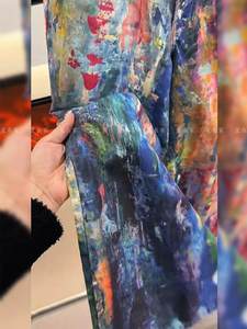 Pantalons larges multicolores artistiques pour femmes, jeans à imprimé abstrait peinture - Product Image 6