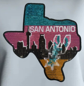 Disponibili Toppe Ricamate Termoadesive Bling Texas di <span class=keywords><strong>Grandi</strong></span> Dimensioni con Logo della Squadra Antonio Spurs, Toppe con Paillettes per T-shirt e Felpe - Product Image 4
