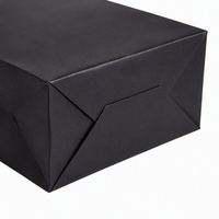 Sac shopping en papier noir mat avec poignée en ruban, logo personnalisé imprimé, emballage cadeau pour boutique de vêtements et cosmétiques