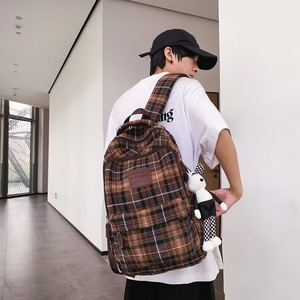 Japanese Style Plaid <b>Backpack</b> For School Students Unisex Multiple Pockets Waterproof Wear Resistant Spine Protecting Summer 2024 - Product Image 3