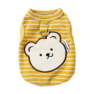 <b>Cute</b> Striped <b>Bear</b> Vest For Dogs Summer Spring Breathable Thin Pet Clothes Yellow Blue Polyester Vest For Teddy Bichon Frise - Product Image 5