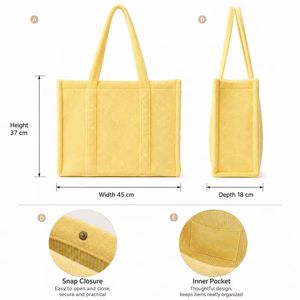 Eco Friendly Thick Terry Towel Tote <b>Handbag</b> Custom Embossed Design Foldable Bag High Quality Bulk Promotional Give - Product Image 5