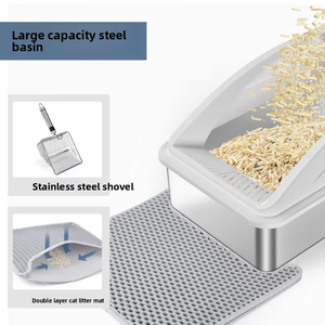 Edelstahl-Katzenklo für Mehrkatzen-Haushalte 60x40cm Extra Große Metall-Katzentoilette mit ABS-Rand Antihaft-Langlebige Haustier-Toilette - Product Image 2