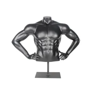 Nuevo diseño, color negro, medio cuerpo, busto muscular súper grande, ropa de fitness para hombre, MANIQUÍ PARA torso con soporte, en oferta