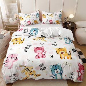 Juego de Ropa de Cama <span class=keywords><strong>Infantil</strong></span> Moderna con Estampado 3D de Gato Negro de Dibujos Animados, Juego de <span class=keywords><strong>Funda</strong></span> Nórdica de Microfibra de 3 Piezas para Uso Doméstico - Product Image 3