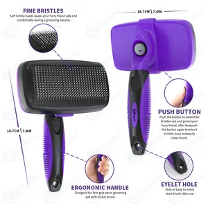 Pet Grooming Products Slicker Hair Remover Pet Cleaning Shedding Brush Hair Removal Comb Self Cleaning Dog Grooming Comb Pet Bru