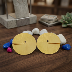ต่างหูทองเหลืองผสมทองแดงทำมือ ชุบทองคลาสสิก สไตล์หรูหราสำหรับทุกเพศ - Product Image 3