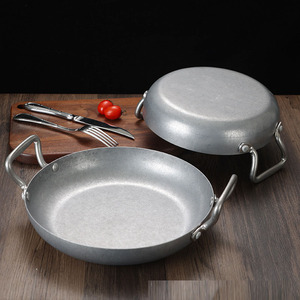 Olla de acero inoxidable Vintage para arroz y marisco, <span class=keywords><strong>Paella</strong></span> para cocinar en casa, platos para aperitivos de Picnic, utensilios de cocina, cacerola, ollas secas con asa - Product Image 3