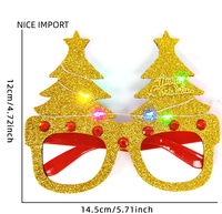 Meistverkaufte Weihnachtsbaum-Brille im Gold-Stil mit LED-Beleuchtung für Kinder und Erwachsene, Partydekoration, Weihnachtsbrillengestell