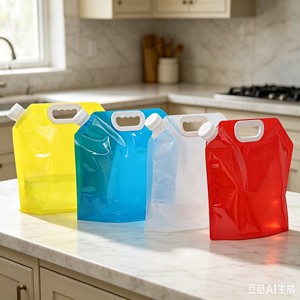 ODM Custom Color Foldable <b>Water</b> <b>Container</b> Transparent Blue Red Purple Yellow Orange for Hiking Picnic - Product Image 1