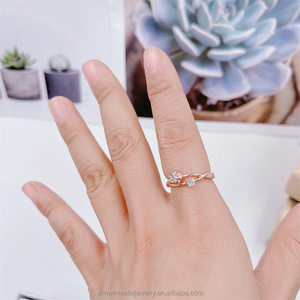 Di alta qualità oro rosa da donna anello con diamanti Set anello europeo colore semplice oro argento rosa gioielli all'ingrosso - Product Image 3