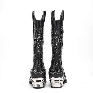 Bottes Western Brodées Tendance Femme Automne Hiver 2026 avec Rivets, à Enfiler, Talon Épais – L'Indispensable du Style Cowboy - Product Image 4