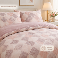 Ensemble de housse de couette à imprimé ethnique en gros, OEM ODM, 3 pièces avec revers uni pour literie à marque privée