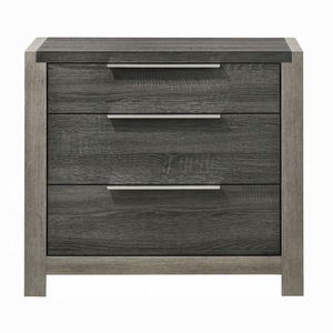 โต๊ะข้างเตียงไม้ 3 ลิ้นชัก สีเทาสไตล์ร่วมสมัย เฟอร์นิเจอร์ห้องนอน - Product Image 2