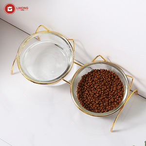 Baming - Baming anti-derrubamento Phnom Penh, armação de ferro para animais de estimação, cães e gatos, guarda de pescoço oblíqua, tigela de vidro transparente para água potável - Product Image 3