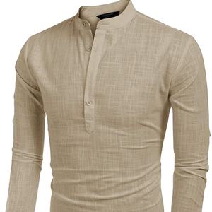 Camicie Henley vendita abbigliamento estivo <span class=keywords><strong>uomo</strong></span> <span class=keywords><strong>lino</strong></span> tinta unita camicie oversize a <span class=keywords><strong>manica</strong></span> <span class=keywords><strong>corta</strong></span> per gli uomini - Product Image 2