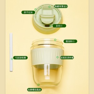 Dual Drink Glass Cup With Lid 350Ml Portable For Coffee And Water On The Go - Product Image 4