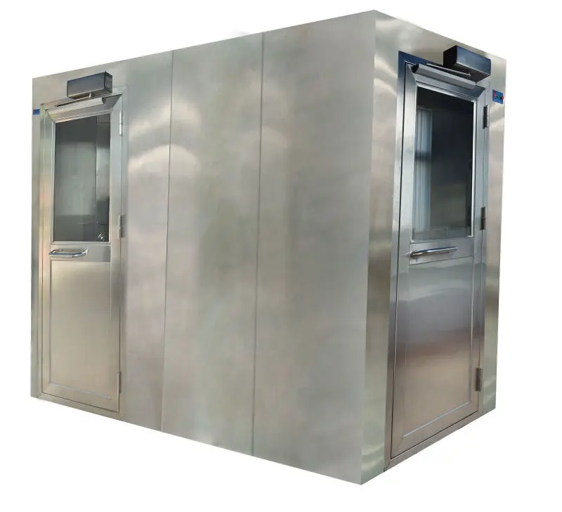 कारखाने की आपूर्ति ई/आईएसओ/जीएमपी फिल्टर लेपित स्टील/स्टेनलेस स्टील एल प्रकार स्वच्छ कमरे के धूल मुक्त वायु स्नान कक्ष