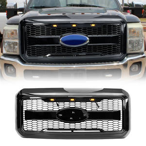 Grilles de voiture Noir brillant Grille de pare-chocs avant style <span class=keywords><strong>Raptor</strong></span> avec trou d'emblème et lumières pour 2011-2016 <span class=keywords><strong>Ford</strong></span> F250 F350 <span class=keywords><strong>Super</strong></span> <span class=keywords><strong>Duty</strong></span> - Product Image 1