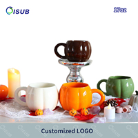 Tasse à café en céramique Citrouille d'Halloween en gros, tasse fantaisie pour cadeau de festival, pour lait et petit-déjeuner, avec logo personnalisé, OEM, vaisselle de fête