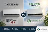 Aire Acondicionado Solar Híbrido ACDC Directo de Fábrica, Sin Necesidad de Inversor, Se Aceptan Distribuidores Globales, 9000 BTU