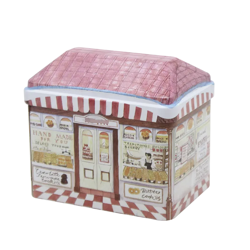 Factory house shaped metal tin box with special design packing gift tin box