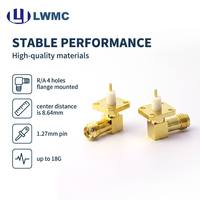 LWMC SMA R/A Femelle, 4 trous, montage sur bride, plaqué or, commande en gros, distance entre centres 8,64 mm 1. Broche de 27 mm jusqu'à 18G