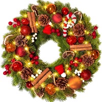Décoration d'intérieur, fleurs rondes de 30 cm, faites à la main, écologiques, style américain, couronne de Noël imperméable de haute qualité, décoration murale pour porte