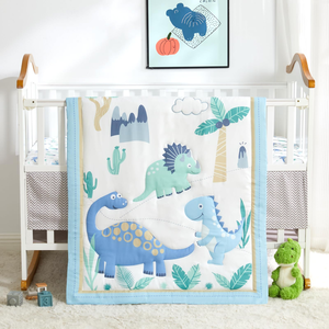 Light <strong>Blue</strong> Baby <strong>Crib</strong> Dinosaur Bedding Set with Fitted <strong>Crib</strong> Sheet Dustproof Ruffle Comforter for Newborn Infant &amp; Toddler - Product Image 1