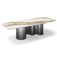 Table à manger en marbre minimaliste italienne, personnalisable, style moderne, luxe léger, ensemble de salle à manger long pour grands appartements, meubles de maison