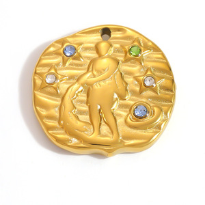 Colgantes de los 12 Signos del Zodíaco de KAVNAR Astrology, Dijes de Acero Inoxidable Chapados en Oro para la Creación de Joyería Espiritual DIY - Product Image 2