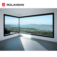 Rolansini AS2047 prix d'usine fabrication professionnelle photo cadre en aluminium noir fenêtre pleine vue coin fenêtre fixe
