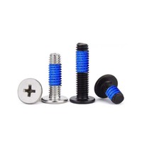 Vis M4 en acier noir nickelé à tête plate et fine, à embase nylon, à embase nylon filetée, à embase nylon filetée à tête cylindrique, à embase nylon filetée à tête plate, à embase nylon filetée à tête cylindrique fine