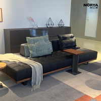 Ensemble de canapé sectionnel en forme de L NORYA, canapé en cuir véritable avec structure en bois de chêne massif pour le salon