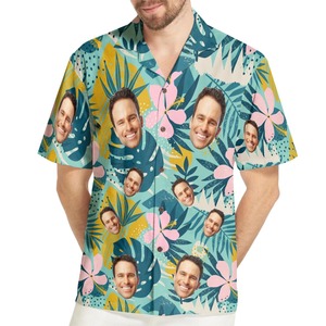 Impresión personalizada Aloha camisa hawaiana con cara de manga corta con botones hacia abajo camiseta Festival Beach Party ropa para mujeres y hombres - Product Image 6