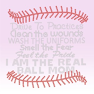 Transfert de strass thermocollant « <span class=keywords><strong>Je</strong></span> serai <span class=keywords><strong>toujours</strong></span> votre plus grand fan » pour ballon de baseball - Product Image 1