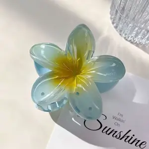 Acrylic Frangipani Flower Hair Claw Clips Cute Summer Beach Vacation Barrette Crab Custom Clamps Hair Accessories For Woman