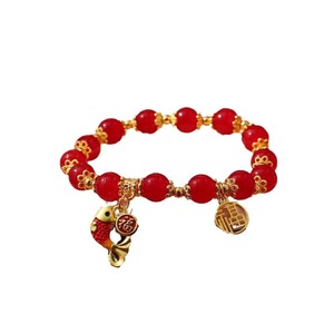 Chinese Style Koi Fish <b>Bracelet</b> <b>Red</b> Agate Beaded Women's Fortune Charm Everyday Wear Jewelry - Product Image 5