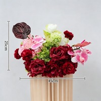 Ensemble de rangées et boules de fleurs artificielles personnalisées bordeaux et rose pour décorations d'allées de mariage, murs, magasins et événements festifs
