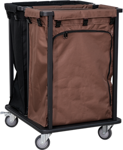 새로운 디자인 하우스 키핑 분해 세탁 카트 병원 두 개의 폴리 에스테르 가방 린넨 트롤리 호텔 청소 트롤리 - Product Image 1