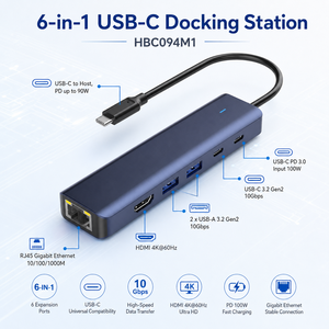 Station d'accueil <span class=keywords><strong>USB</strong></span>-C <span class=keywords><strong>6</strong></span> en 1, adaptateur HDMI 4K*60Hz et Ethernet Gigabit avec PD 100W, hub <span class=keywords><strong>USB</strong></span> 3.2 Gen2 10 Gbps pour ordinateur portable - Product Image 3