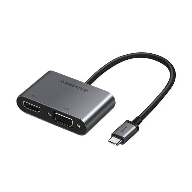 2 in 1 USB C Hub Type-C to -VGA Adapter with PD 4K- 1080P VGA Converter