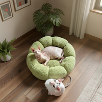 Lit pour chien rond en fourrure Zmaker, simple et élégant, motif floral, luxueux et confortable, lavable, tapis pour chat, coussin chaud pour animaux de compagnie