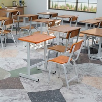 Fabricante de escritorios escolares en China, venta al por mayor, muebles educativos de buena calidad, juego de escritorio y sillas para estudiantes para la escuela secundaria