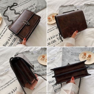 Trendy Fashion Lady PU Leather Women Purse and <strong>Handbags</strong> With <strong>Chain</strong> Retro Women's <strong>Designer</strong> <strong>Handbag</strong> Purses for Girls - Product Image 5