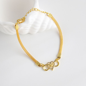 ज्यामितीय हृदय न्यूनतम टखने चांदी की चेन ठीक गहने 18k सोने की महिलाओं के लिए स्टेनलेस स्टील के टैंक - Product Image 5