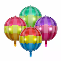 Ballons en aluminium colorés magiques en gros, design rayé rond, ballons 4D pour la décoration de fête d'anniversaire
