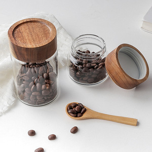 250Ml Lưu Trữ Chai & Chum Thực Phẩm Lưu Trữ <span class=keywords><strong>Container</strong></span> Với Kín Bằng Gỗ Nắp Borosilicale Acacia Jar Vít - Product Image 4